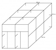 Voliéra 302x202x202 cm- 2 boxy bez krmných pultů